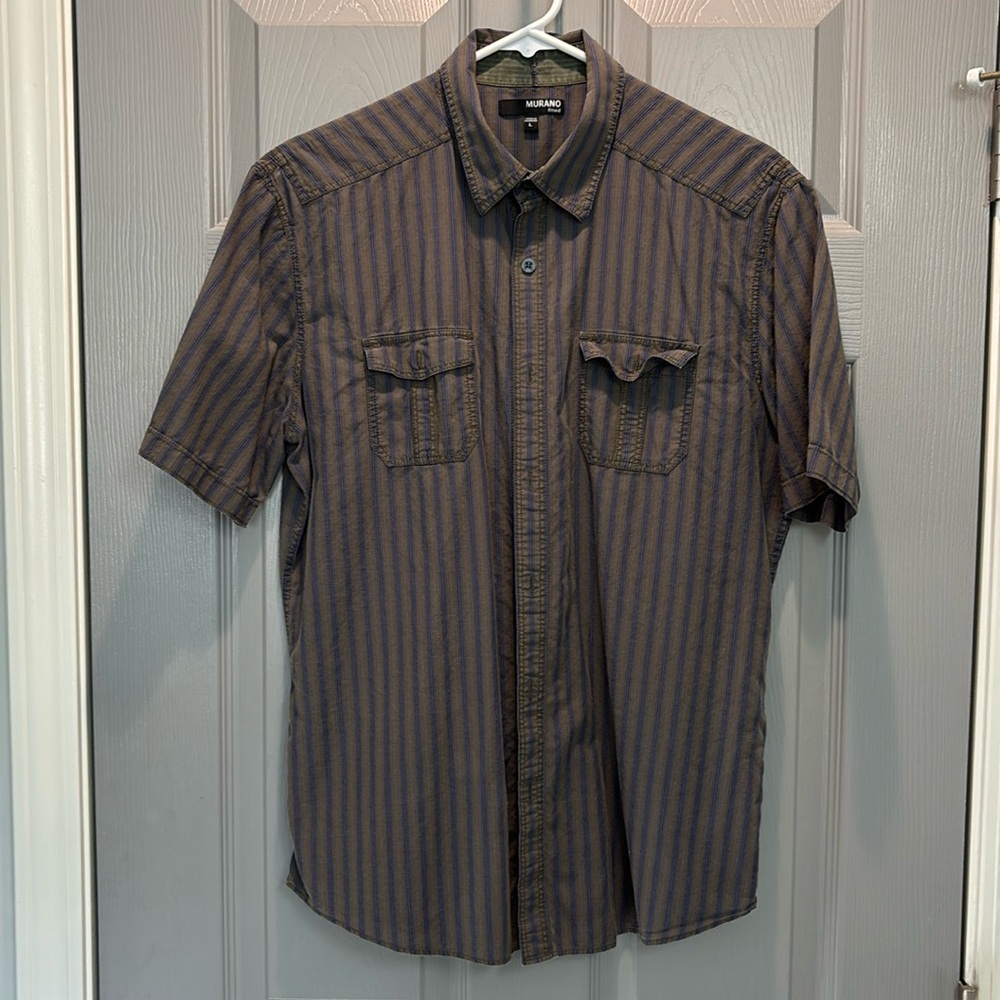 Murano fitted men’s short sleeve button down - large